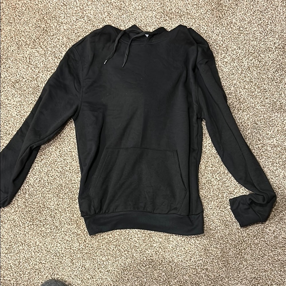Black Pullover Sweatshirt with Crew Neck